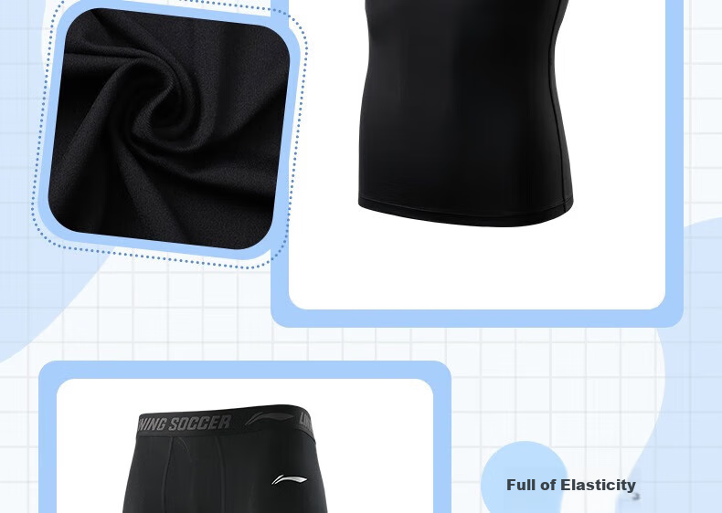 Li-Ning Children's Compression Shirt, Quick-Dry Sportswear Set, Basketball Football Badminton Training Running Spring Summer Yoga Fitness Clothing 17