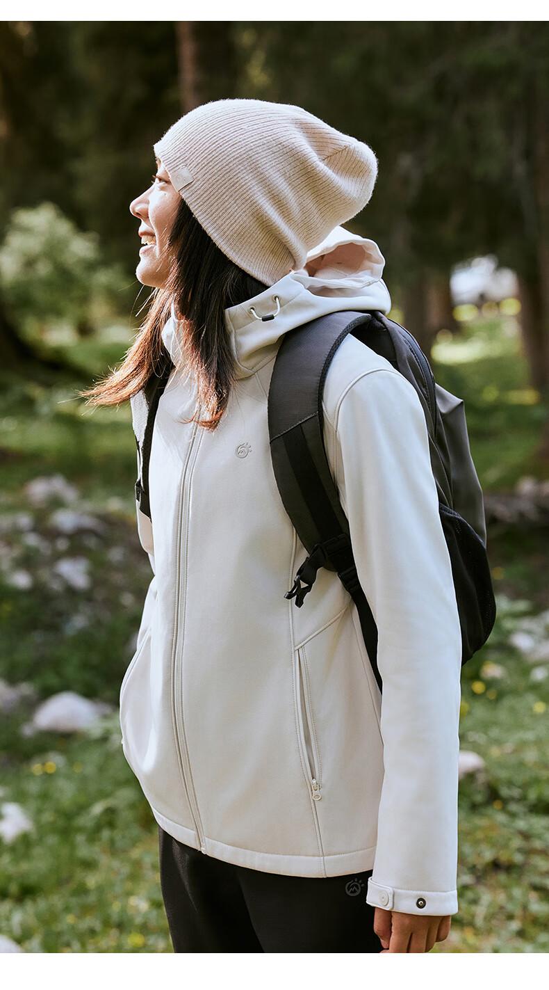 TECTOP Soft Shell Jacket, Fashionable Windproof Breathable Wear-Resistant Coat, Hooded Sports Windbreaker, Cloud Ink Black, M 17
