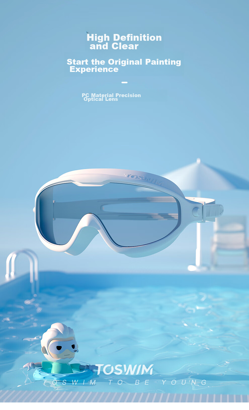 TOSWIM Swimming Goggles for Women And Men, Large Frame Waterproof Swim Glasses, High-Definition Anti-Fog Protective Swimming Eyewear, Beiji Shuiyu 4