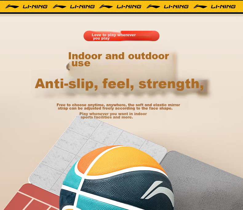 Li-Ning Basketball, Size 5, for Children's Competition, Indoor And Outdoor Use, Wear-Resistant, Suitable for Cement Courts, Suitable for Preschoolers, Elementary School Students, Teenagers, Outdoor Rubber Ball 12