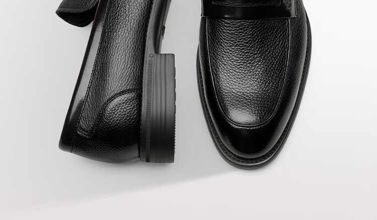 Goldlion Men's Shoes, Business Casual Shoes, Leather Shoes, Lightweight Comfortable Slip-On Loafers G521310324AAB - Black - Size 39 6