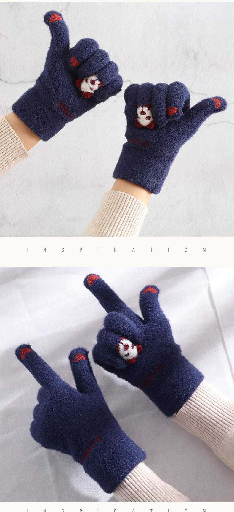 GRGN Winter Thermal Cycling Gloves for Men and Women, Thickened Fleece Lined Windproof Touchscreen Knit Gloves 15