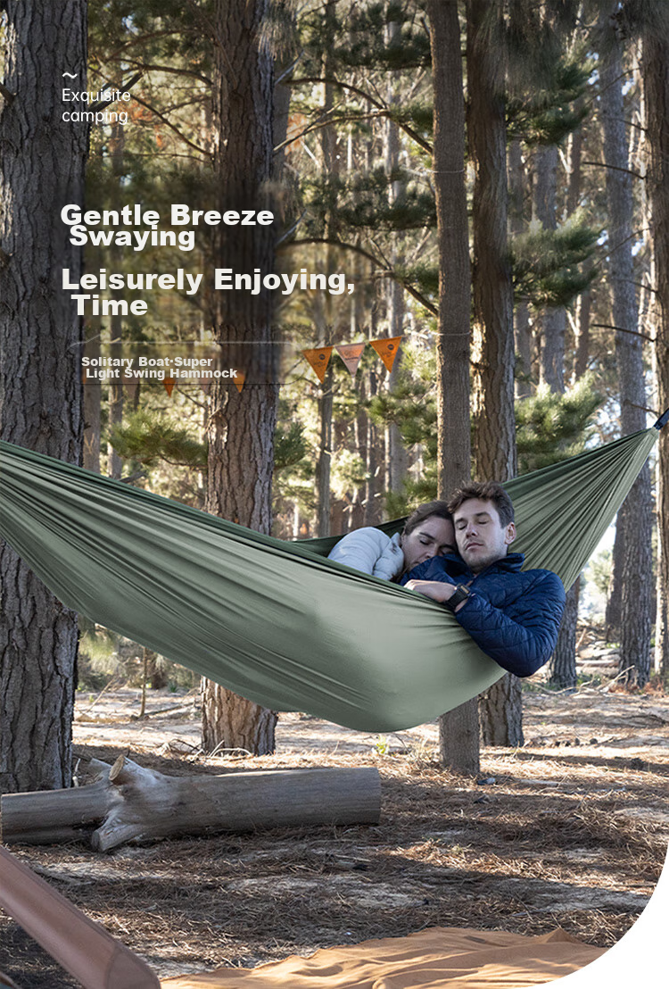 Naturehike Portable Hammock for Outdoor Camping, Lightweight Thick Anti-Rollover Swing Cradle - Light Bean Green - Single Perso 1