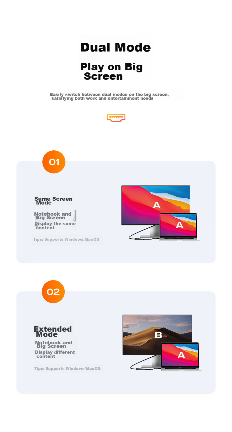 BIAZE Type-C to HDMI Female Adapter, USB-C Port Converter, 4K HD Screen Mirroring Cable, for Smartphones, Tablets, Thunderbolt 3 Laptops, External Monitor Projector Connection, White 15