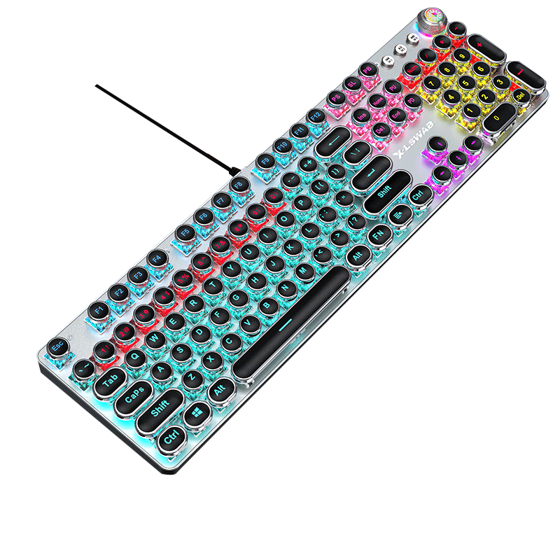 EWEADN TK100 Punk Mechanical Keyboard And Mouse Set, Gaming Wired Desktop Computer Laptop External Keyboard Mouse Office Typing 104 Keys, Black Mixed Light Blue Switch