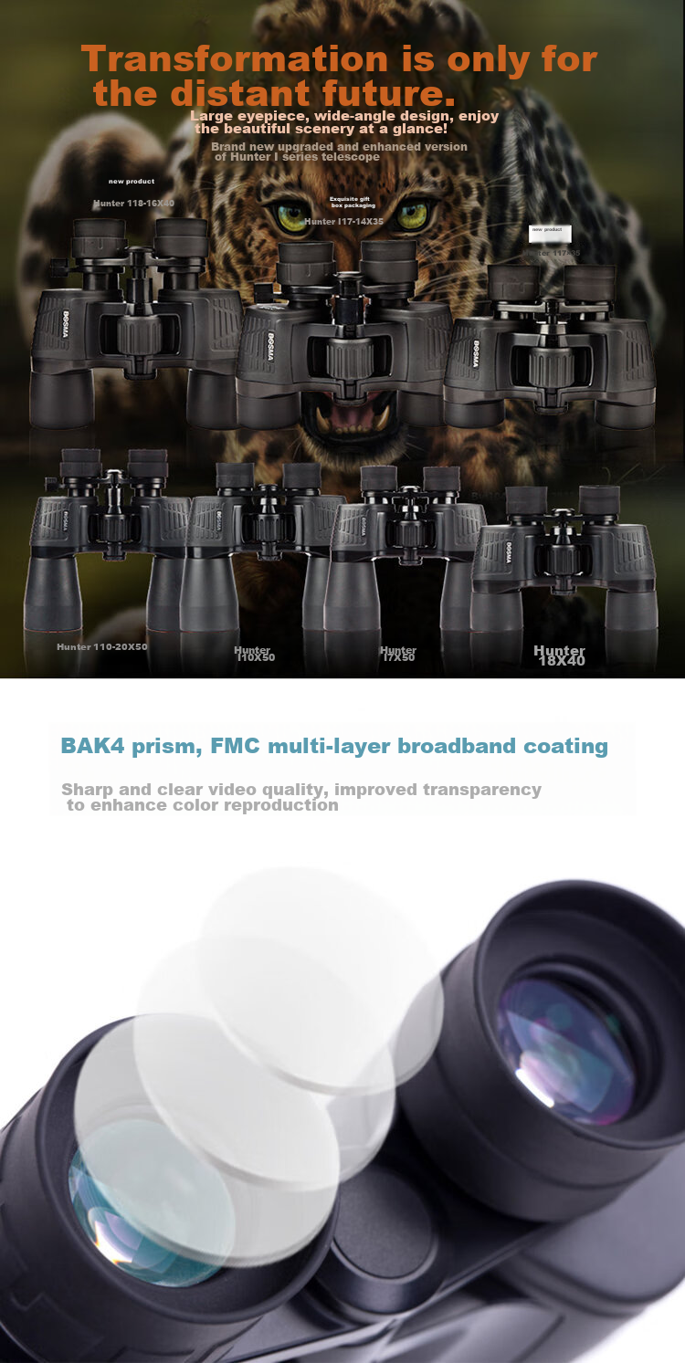 BOSMA Hunter II 10-20X50 Binoculars, High Magnification, High Definition, Low Light Night Vision, Infinite Zoom, Close-Up And Long-Range Adjustable 2
