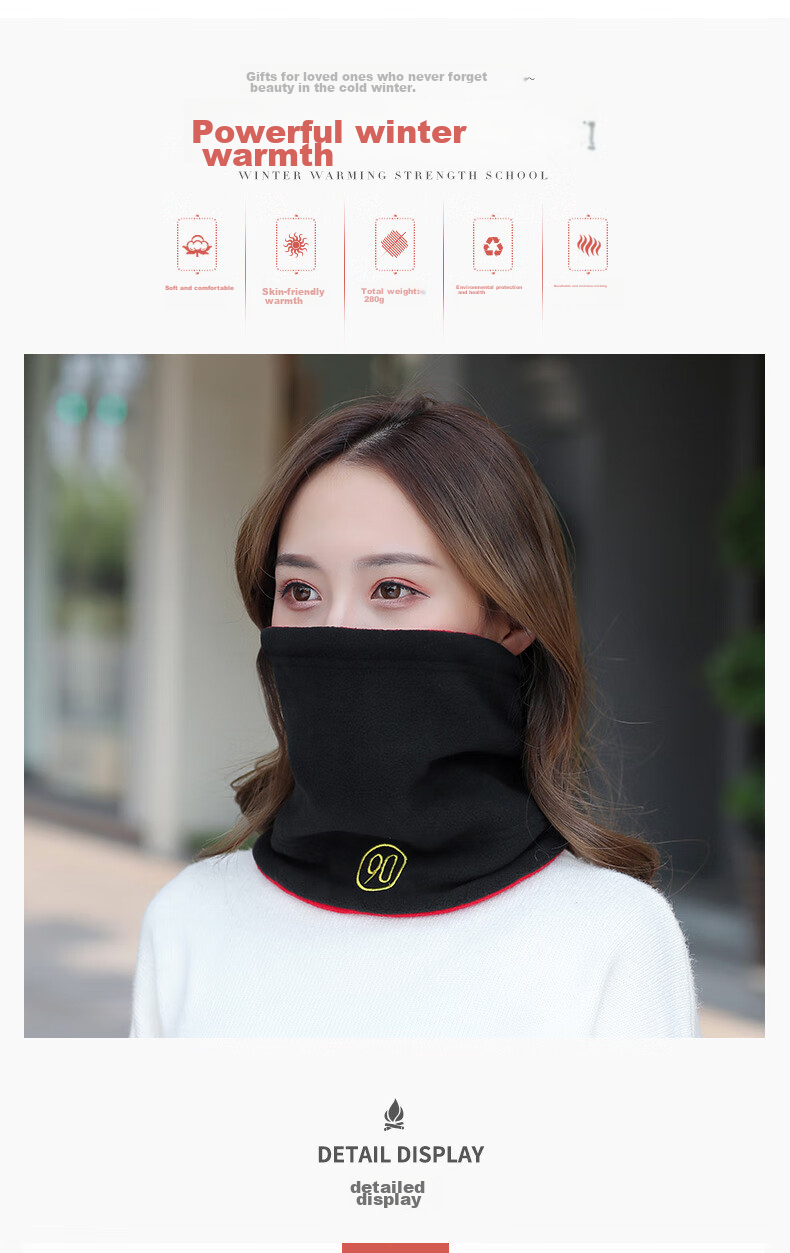 BWNK Outdoor Fleece Neck Gaiter, Pullover Neck Warmer for Winter, Multifunctional Cycling Balaclava, Black And Navy Blue, Reversible 3