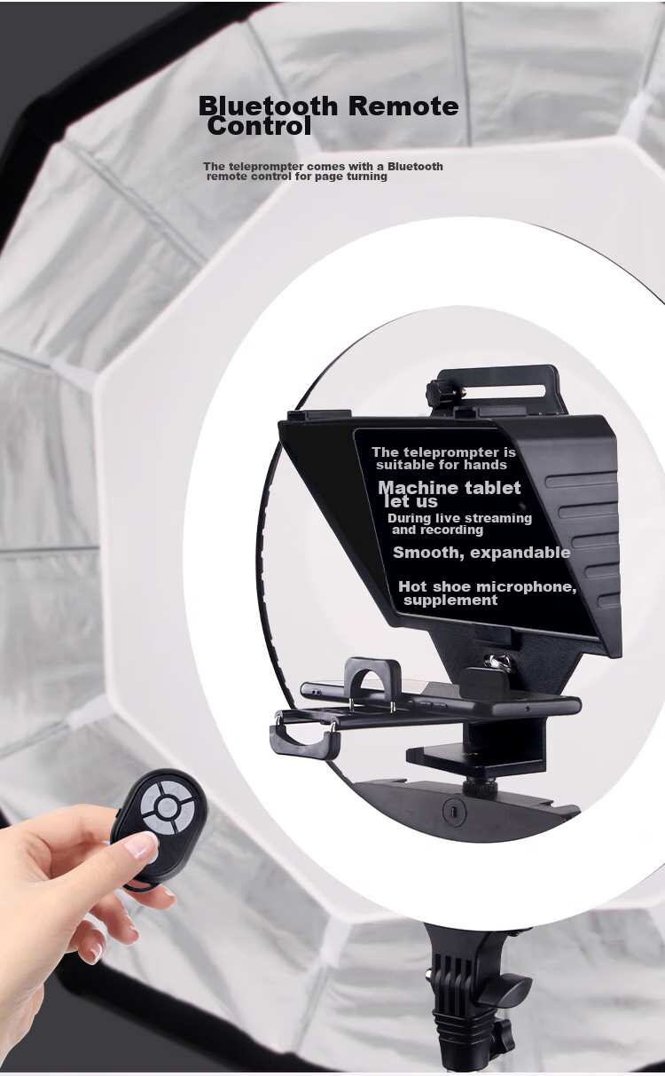 LATZZ Live Streaming Teleprompter Large Screen for Mobile Phones, Tablets, IPads, DSLR Cameras, Mirrorless Cameras Portable Teleprompter for On-Air Reading, Video Recording, Outdoor Live Streaming Interviews with Subtitle Prompter 11