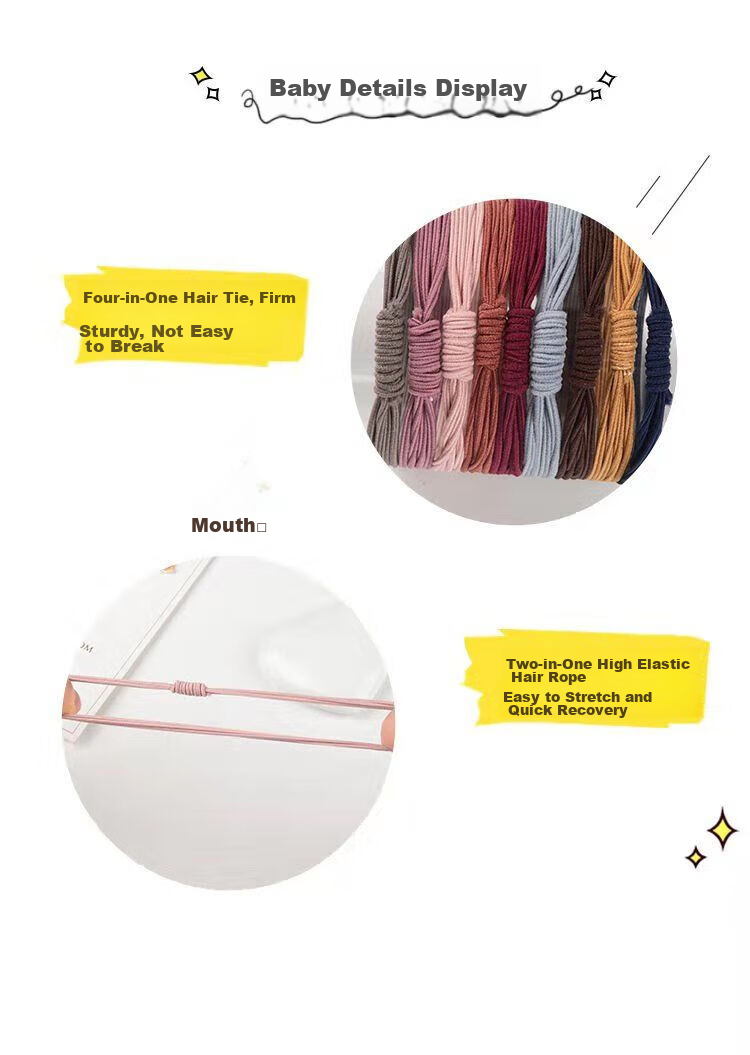 Xiangwan Hair Ties, 10-Pack Mixed Colors, Non-Damaging Hair Bands for Women, Elastic Hair Bands, Ponytail Holders, Rubber Bands, Hair Accessories, Mid-Autumn Festival Gift 10