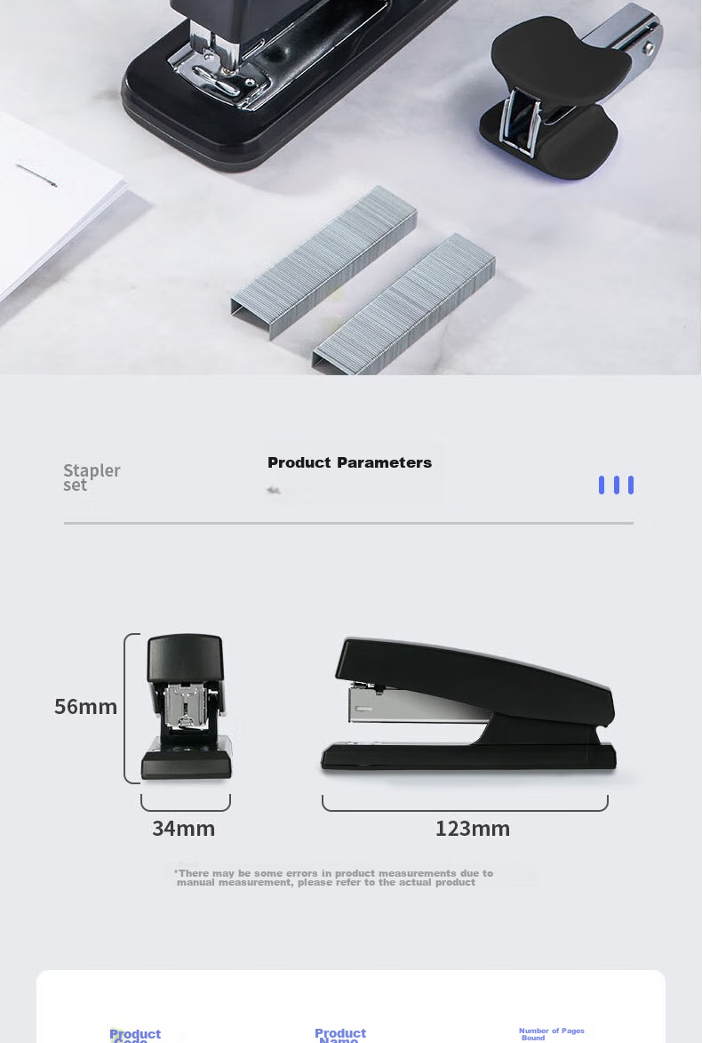 Deli Small Stapler Set, Office Supplies, Stationery for Students, with Staples And Staple Remover, Medium-Sized Large Stapler, Compact Office Use, 0354 Honor Black 15