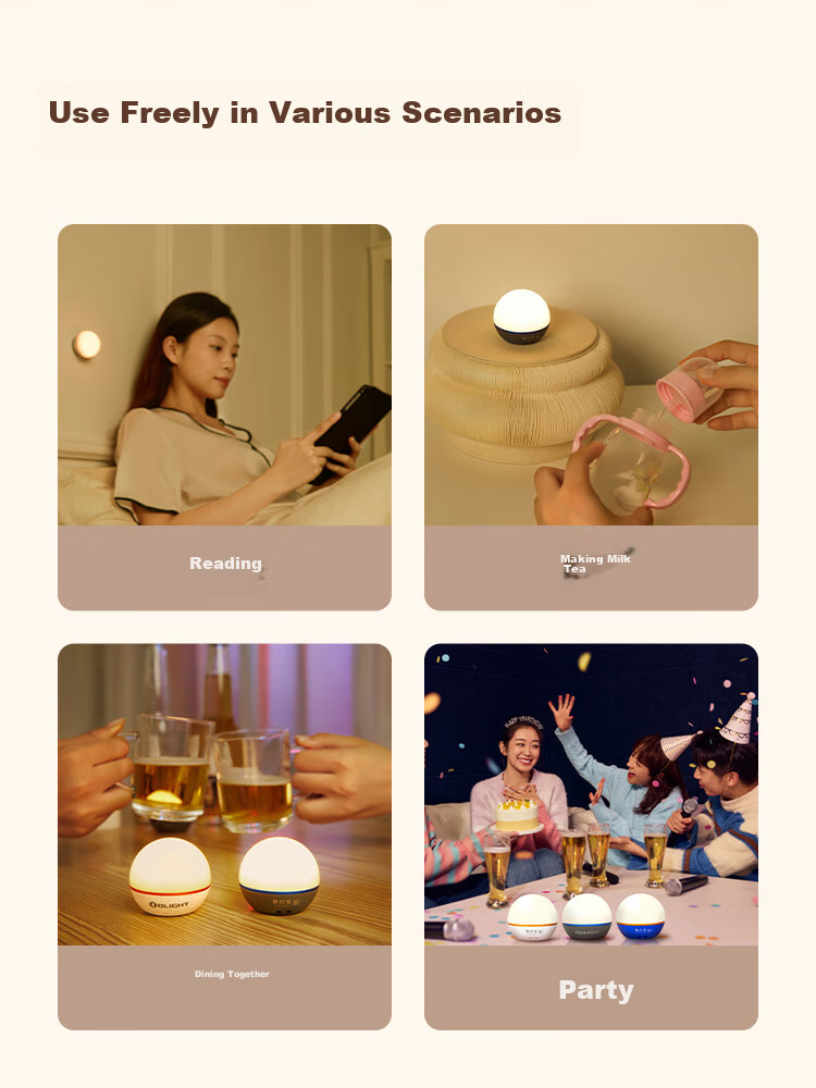 OLIGHT Aolai Little Round C Bedroom Sleep Lamp Bedside Atmosphere Light Outdoor Camping Magnetic Night Light for Girls Kids Birthday Gift 12