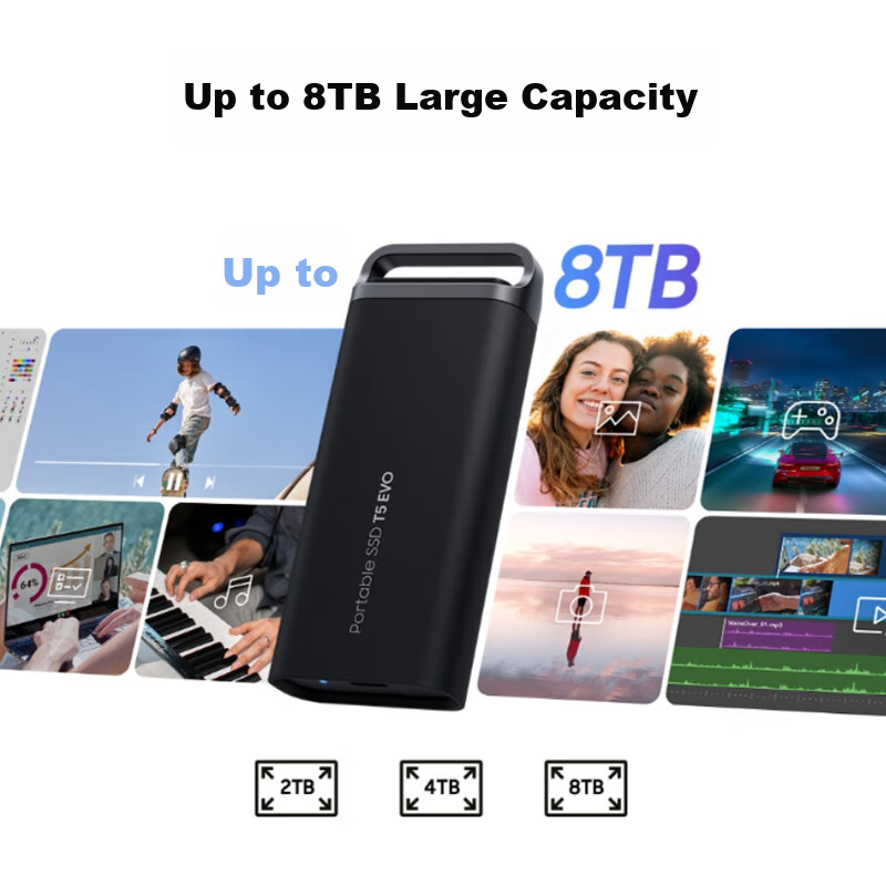 SAMSUNG 2TB Type-C USB 3.2 Portable Solid State Drive (PSSD) T5 EVO Starry Black, Direct Phone Connection, Laptop External, Large Capacity