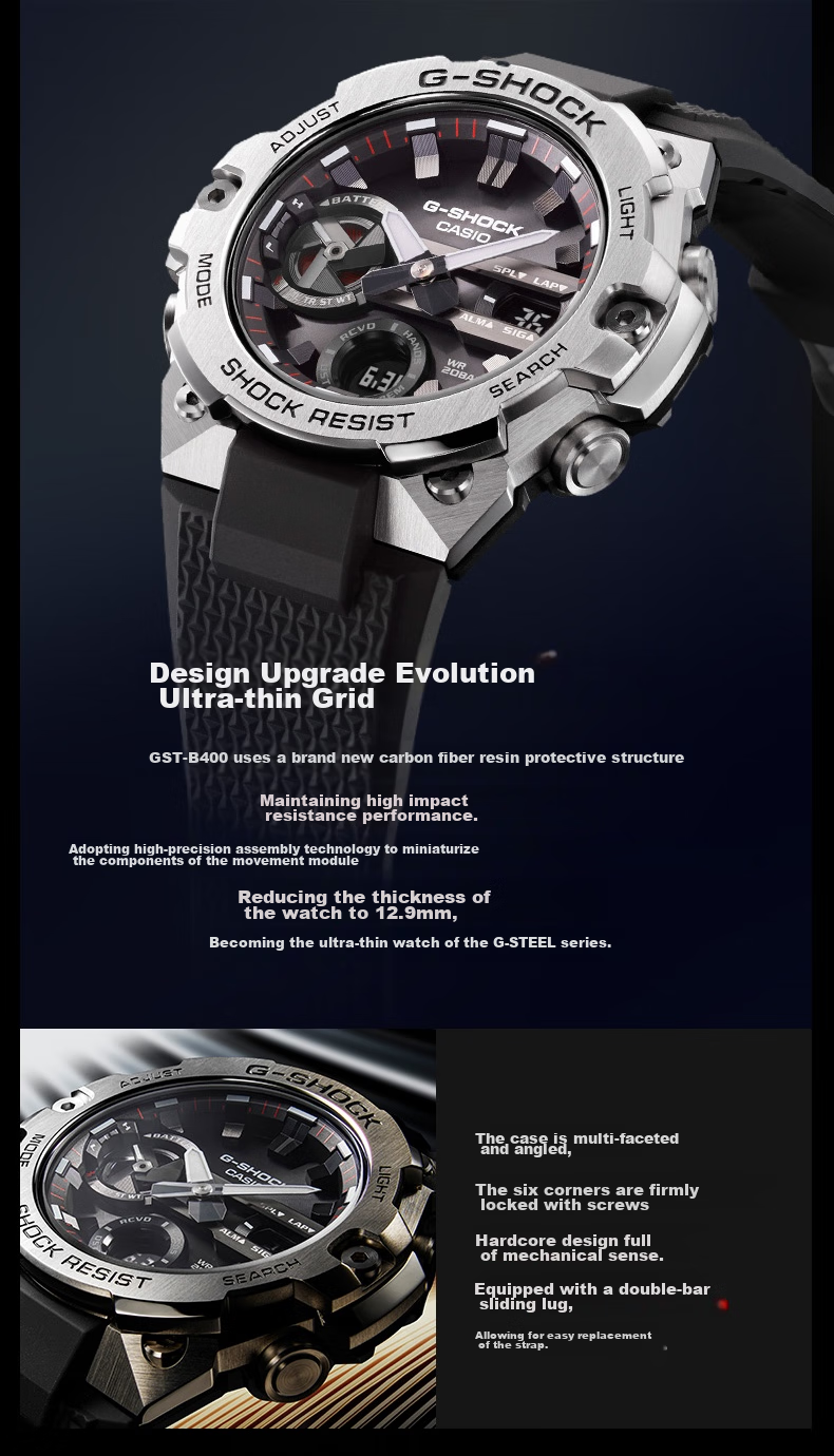 Casio Men's G-SHOCK Watch, Steel Tough Heart Electronic Sports Watch, Japanese And Korean Style, Gift for Boyfriend, GST-B100D 6