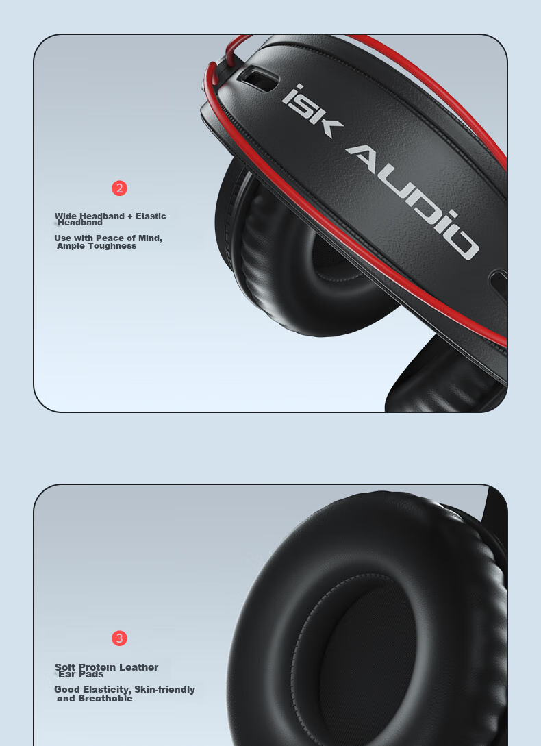 ISK HP-580 Professional Over-Ear Monitoring Headphones, Comfortable Full-Enclosed Cavity Design, Gaming Headphones for Computer, Mobile Phone, Sound Card, Karaoke Recording, And Gaming Music 9