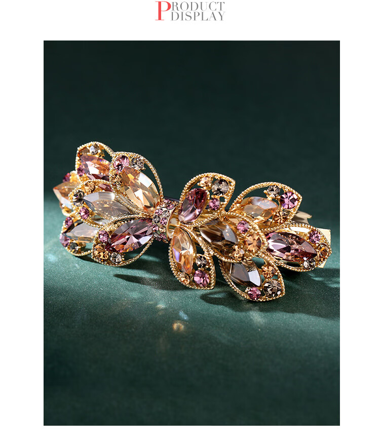 CHIMERA High-End Crystal Hair Clip for Women, Elegant Barrette, Back of Head Spring Clip, Straight Clip, Mid-Autumn Festival Gift 2