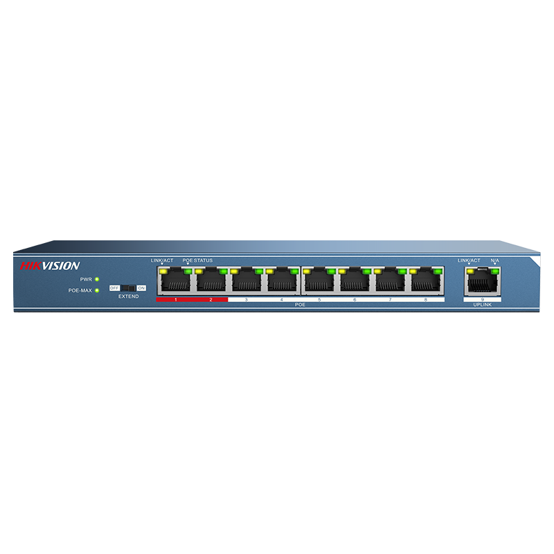 HIKVISION PoE Switch, 9-Port 100Mbps Unmanaged Switch, Metal Shell for Heat Dissipation, Surveillance Switch for Extending Network Cables And Transmission, DS-3E0109P