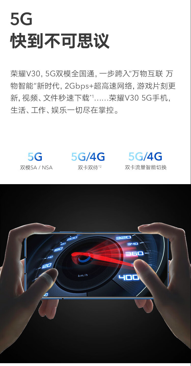 华为荣耀V30 8G+128G 麒麟990 3200万前置双摄 30分钟充70%电 图1