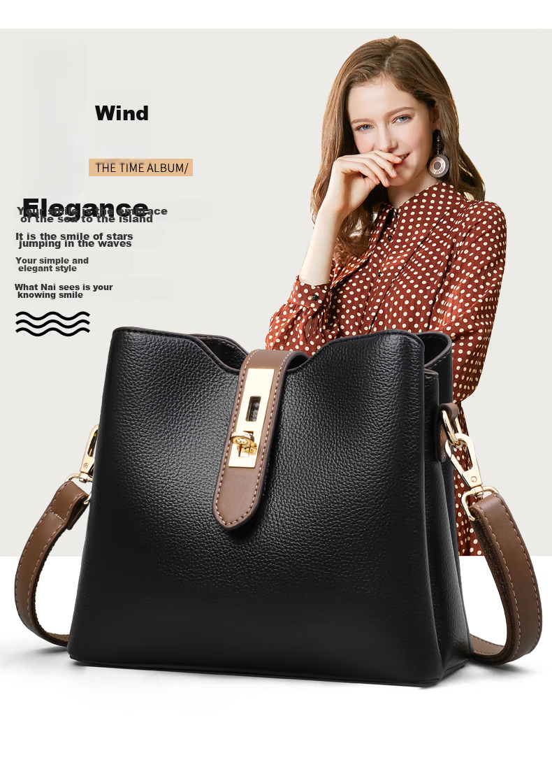 Viney Women's Handbag, Cowhide Crossbody Bucket Bag, Luxury Brand Shoulder Bag, Practical Birthday And Mother's Day Gift for Mom 2