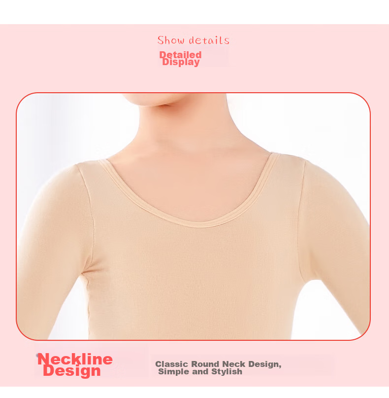 Aiwu Ge Children's Dance Base Layer Skin Color Invisible Practice Suit Girls Light Nude Base Layer Set Size M - Fleece Lined 13