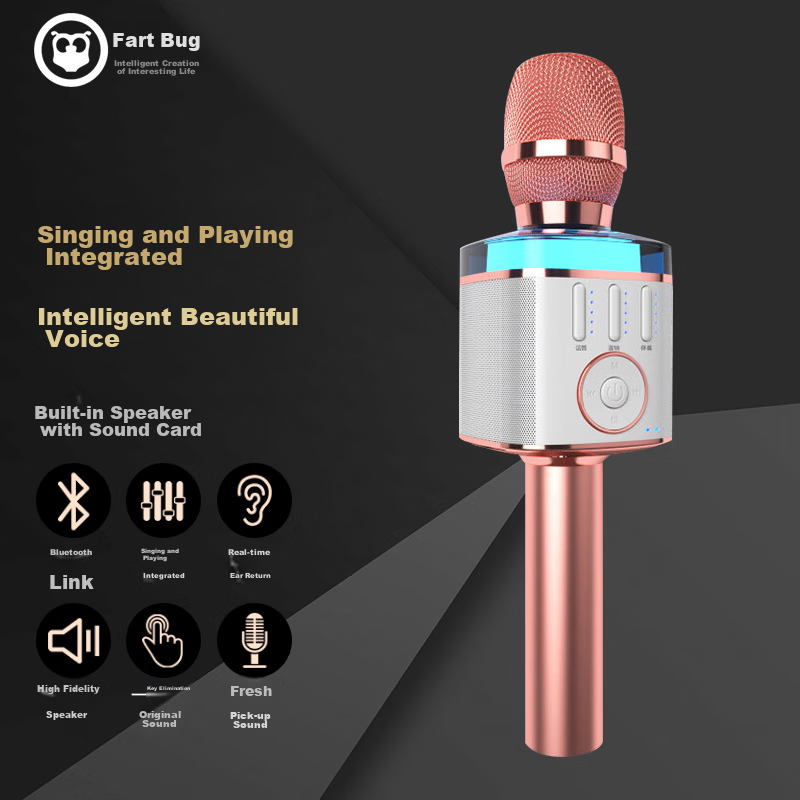 Hifier Wireless Bluetooth Microphone Speaker All-In Mobile Ai Voice Tuning Home KTV Indoor Outdoor Karaoke Live Streaming Host Portable Microphone Long Battery Life Live Streaming Device X9
