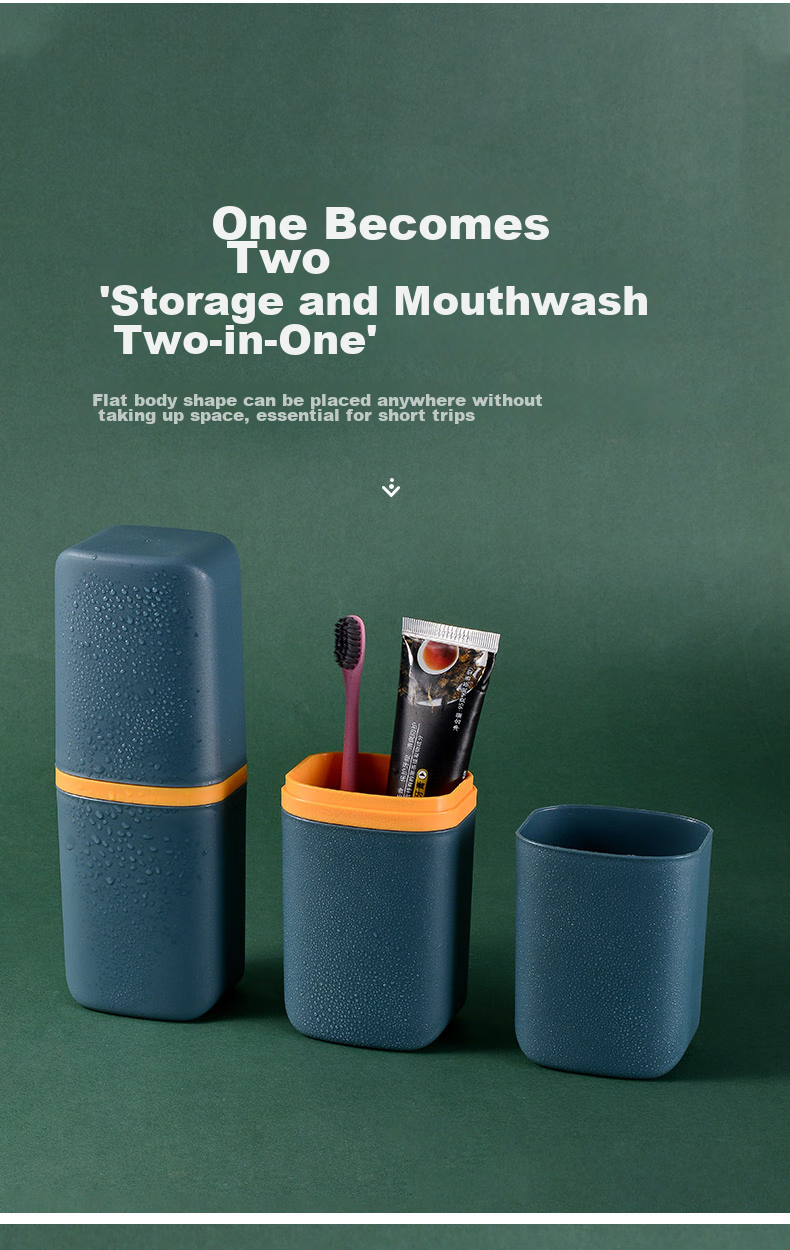 JAJALIN Mouthwash Cup Toothbrush Holder Simple Tooth Mug Travel Set for Men Women Children, Blue 3