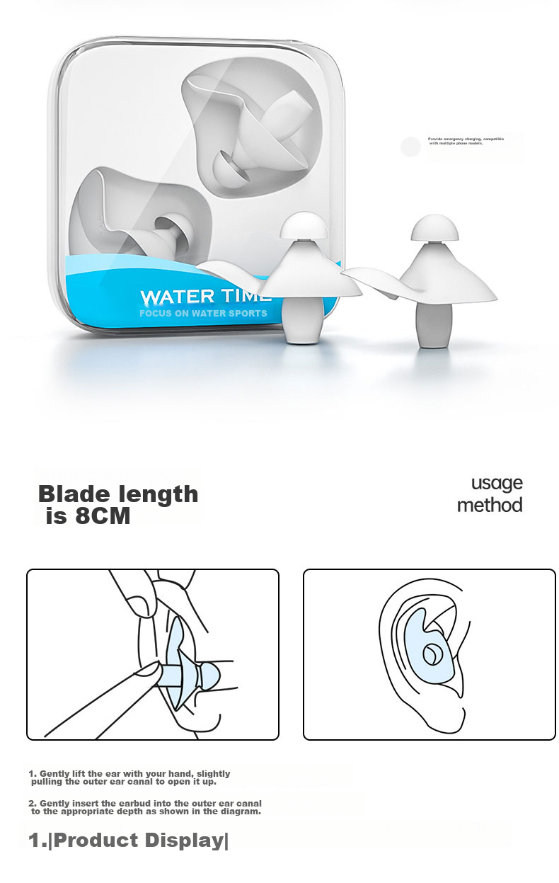 WATERTIME / Shuichuan Swimming Earplugs Waterproof Professional Children And Adults Anti-Inflammatory Diving Anti-Ingress Device Swimming Equipment Blue 12