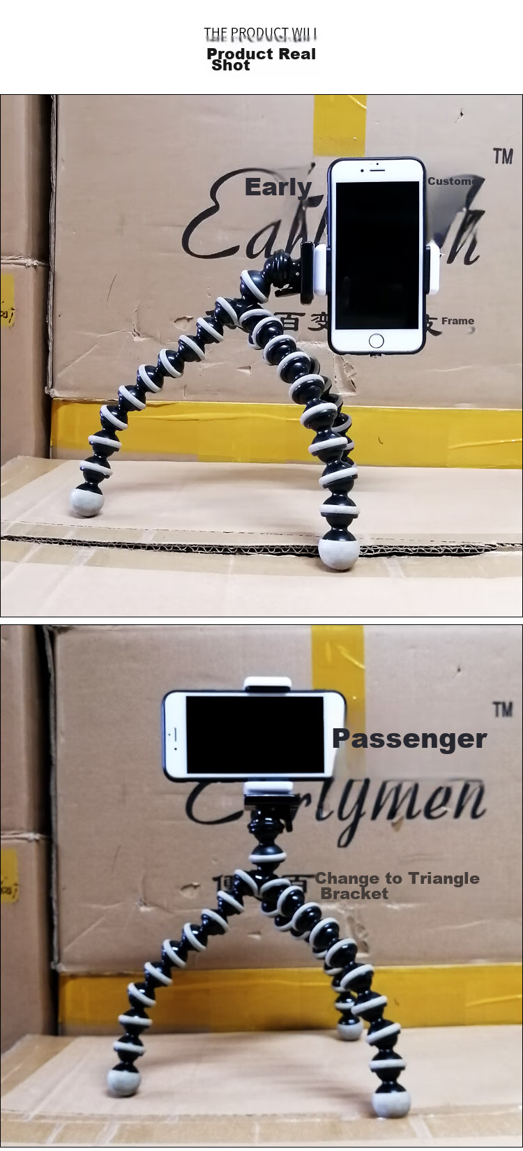 Earlymen EM-115 Octopus Desktop Tripod, Multifunctional Portable Phone And Camera Stand for Vlog Short Videos, Influencer Live Streaming Photography And Videography, Includes Black Phone Clamp 14