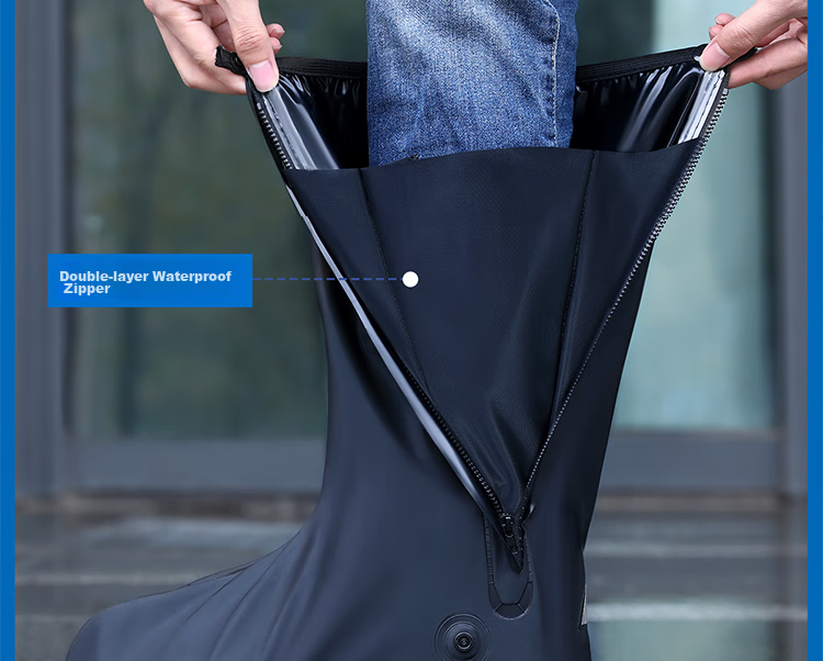 BWNK High Tube Rain Boot Covers Hiking Thickened Non-Slip Sandproof Foot Covers Outdoor Portable Unisex Rain Boots M Size Black 11