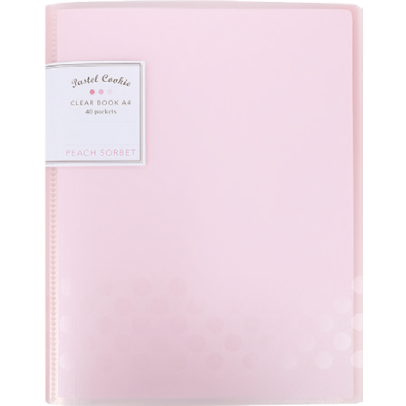 KOKUYO A4 Document Folder with High Transparency Inner Pages, Foldable File Holder, Pastel Cookie Design, Student Exam Season Paper Folder, Pink, 40 Large Capacity Pockets, Four Colors Available