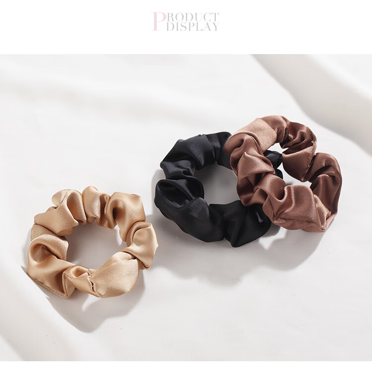 CHIMERA 3-Piece Hair Ties, Satin Large Intestine Hair Bands, Simple Rubber Bands for Bun Hairstyle, Hair Elastics, Hair Accessories, Women's Mid-Autumn Festival Gift 7