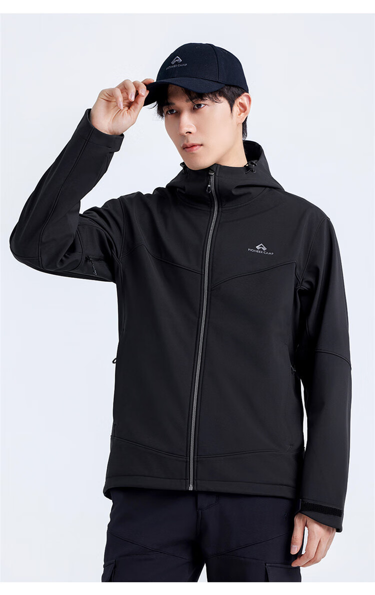 Pioneer Camp Men's Seal Softshell Jacket Spring Autumn Outdoor Mountaineering Waterproof Windproof Fleece Lined Warm Running Sports Jacket 14