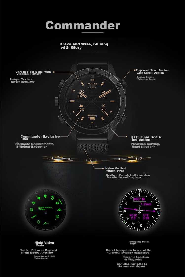 GARMIN MARQ (Gen 2) Commander Carbon Fiber Heart Rate Outdoor Sports Watch Birthday Gift 8