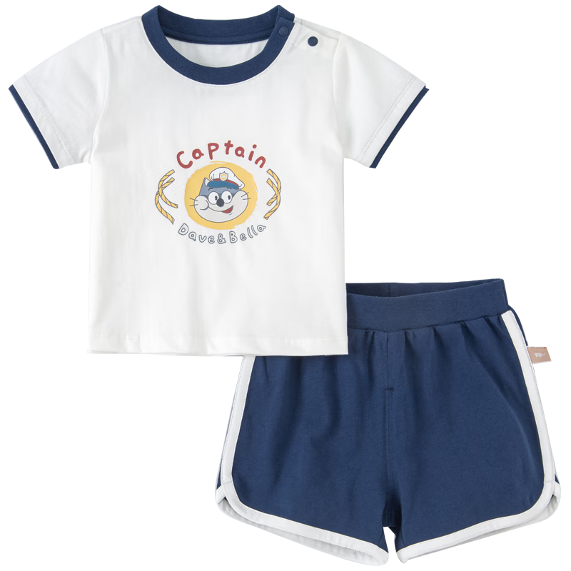 DAVE & BELLA Children's Summer Outfit Set, Baby Sports Short-Sleeve Top, Infant Shorts, Boys' Stylish Clothing
