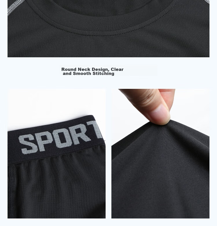 Fandimu Sports Set for Men, Three-Piece Fitness Outfit, Tight-Fitting Shirt for Running, Basketball, Badminton, Quick-Drying Breathable Weight Loss Wear 12