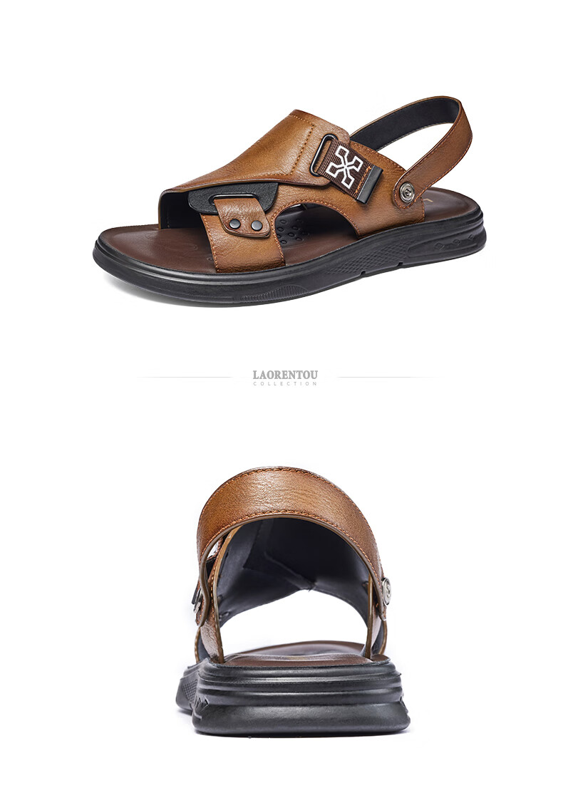 LAORENTOU Men's Beach Sandals, Summer Breathable Lightweight Metal Buckle Sandals, Casual Outdoor Shoes for Men LT13188 Black Size 43 11