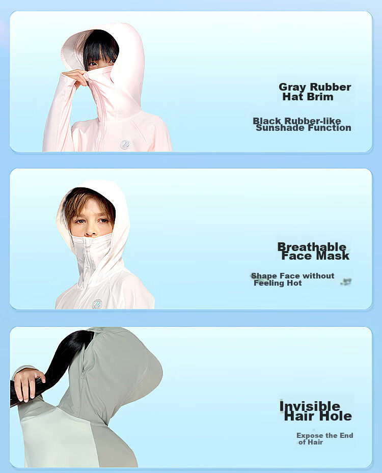 BOSIDENG National Standard Sun Protection Jacket Unisex Kids UV Protection Cooling Mint Mambo Hooded Outdoor Coat 15