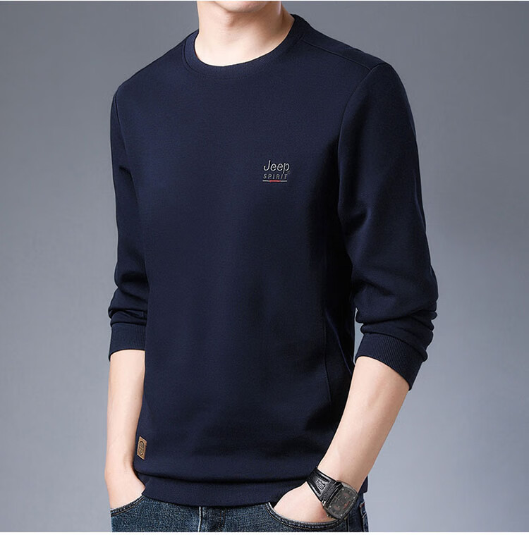 JEEP SPIRIT Men's Sweatshirt, Autumn And Winter Long-Sleeve T-Shirt, Men's Casual Outerwear, Black, Size M 14