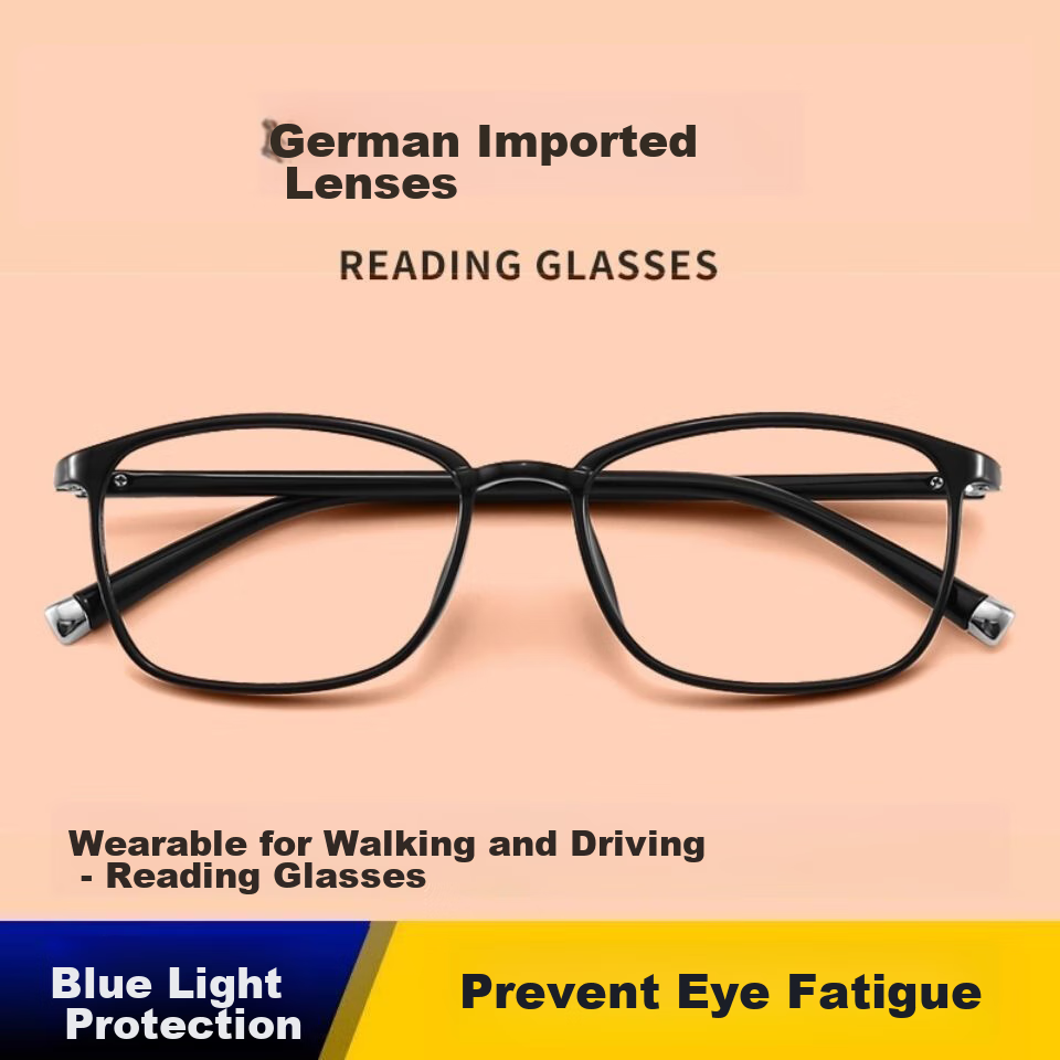 LESCA LUNETIER High-Definition Anti-Blue Light Reading Glasses for Men And Women, Bifocal Premium Ultra-Light Presbyopic Glasses, Elegant Black, 100 Degrees