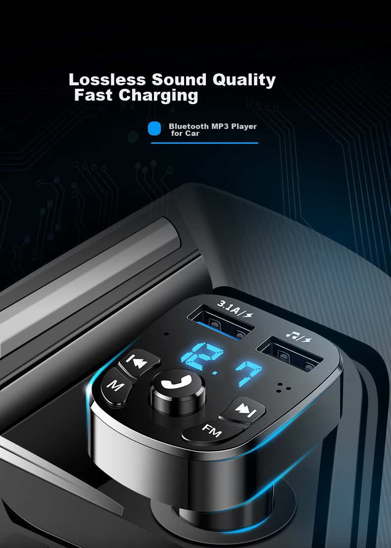 Zhunhang Car Bluetooth MP3 Player, Cigarette Lighter Radio, Car Phone, FM Transmitter, USB Lossless Sound Quality 1