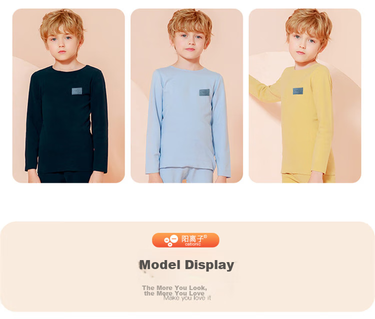 LangSha Children's Thermal Underwear, Boys' Autumn And Winter Round Neck Base Layer Pajamas, Elastic Autumn Top And Pants, for Older Children, Set of 120 17