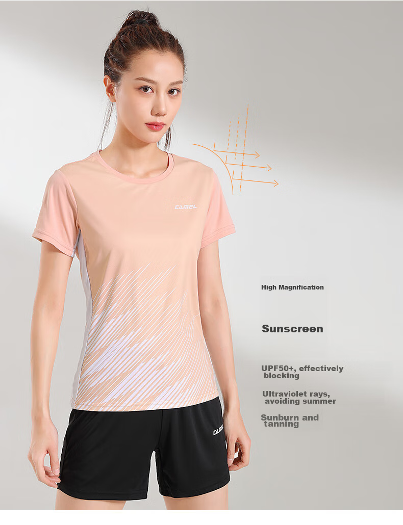 CAMEL Badminton Outfit for Men, Sun Protection Quick-Dry Sports Two-Piece Set Y1S2TLF652-1 White/black S 4