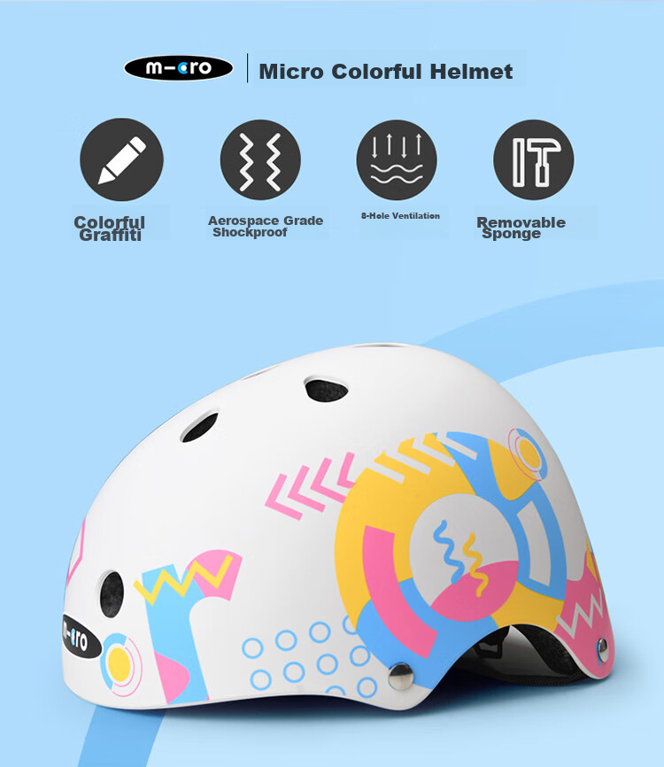 Micro Maiguo Children's Sports Helmet, Roller Skating Skateboarding Cycling Outdoor Adjustable Protective Safety Helmet, Colorful Helmet, Size S 2
