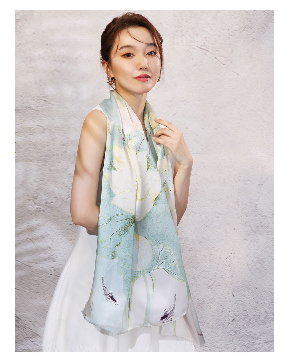 Hangsilu Silk Scarf for Women, Chinese Style Long Scarf, Mulberry Silk Shawl, Birthday Gift, Mid-Autumn Festival Gift for Mom And Teachers 10