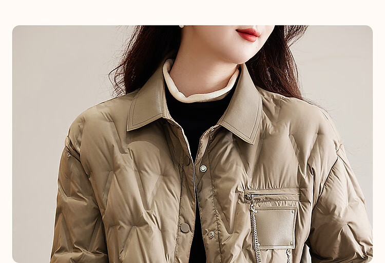 Dme [90% Duck Down] Winter 400T Spring Yarn Dye-Lighted Elastic Cuff Loose Metal Chain down Jacket for Wome 3
