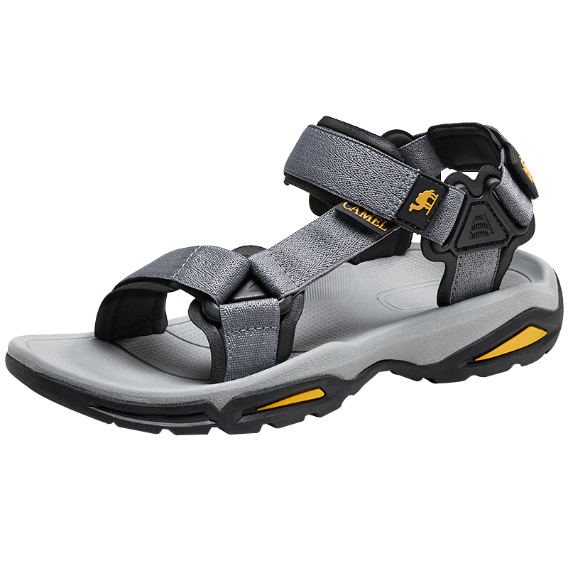 CAMEL Outdoor Beach Sandals with Flat Soles for Men, A822162412, Gray, Size 40
