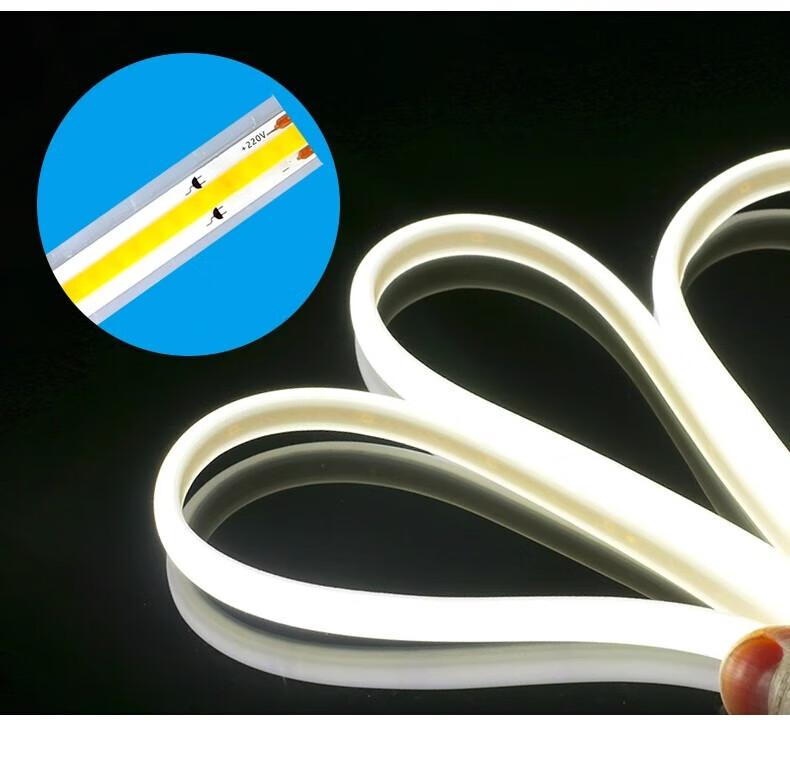 JIAOJIAOZHE COB LED Strip, 220V High Voltage, Ultra-Bright, Outdoor Waterproof, Self-Adhesive, for Home And Commercial Use, Ceiling-Mounted Linear Light, Neutral White, 10 Meters 7
