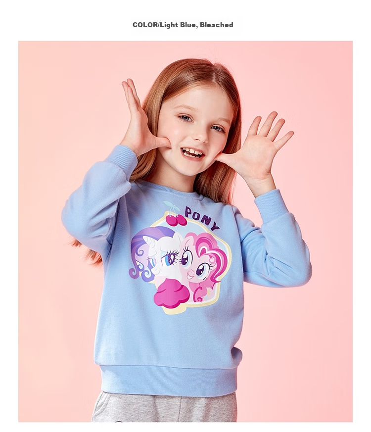 Baleno Children's Clothing Spring And Autumn 2022 My Little Pony Girls' Round Neck Sweatshirt Long Sleeve Top for Older Children 58B Light Blue 110cm 19