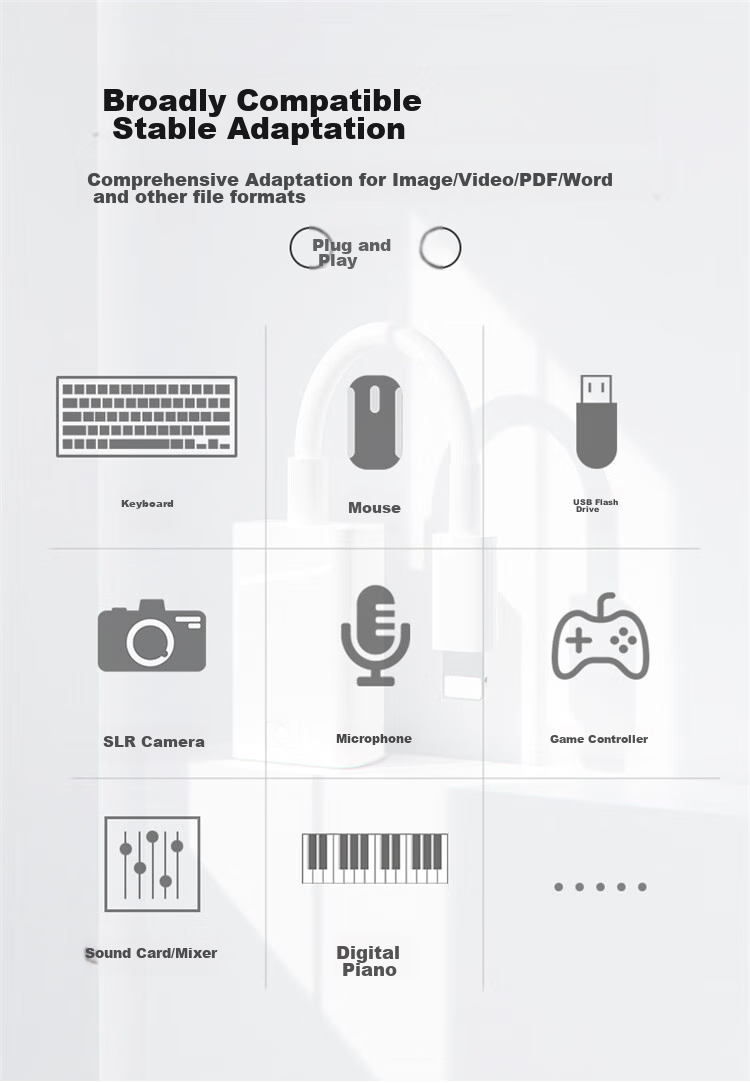 JOWOYE Apple Phone Hard Drive Adapter, IPhone/iPad USB Flash Drive Converter, Mechanical Mobile Storage OTG Sound Card, USB Keyboard And Mouse Cable, Type-C Headphones, Electronic Keyboard Microphone 2