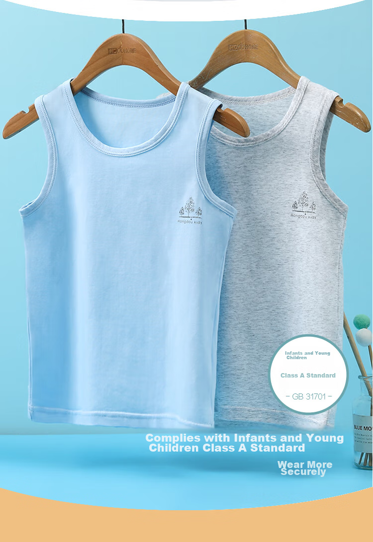 Hodohome Children's Tank Top, Boys' Summer Thin Style, 40s Combed Cotton, Casual Sports Undershirt, 803 Heather Gray, Size 140 9