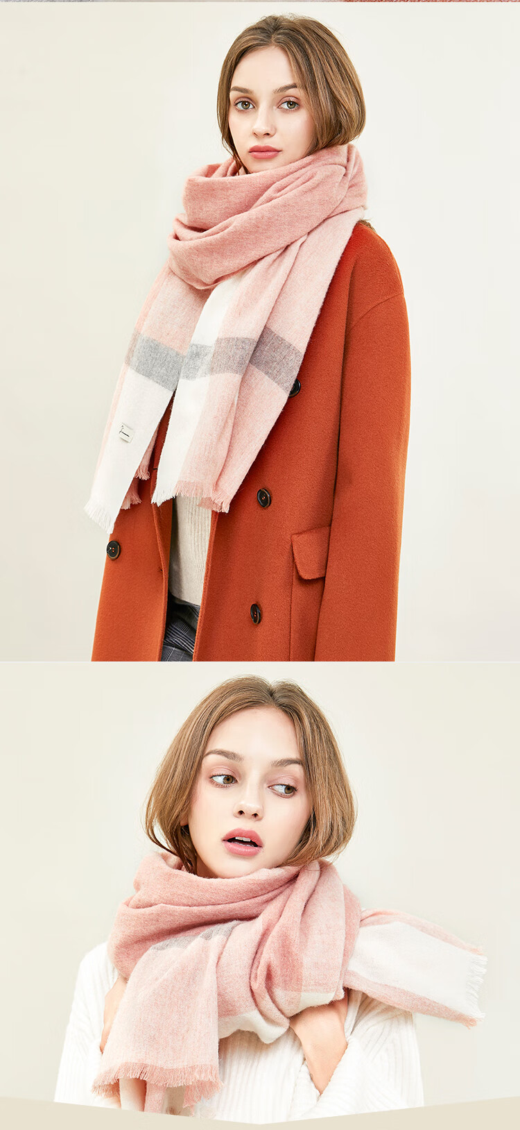 JIUMU Pure Wool Scarf for Women, Autumn And Winter Neck Warmer, Ladies' Warm Shawl, Gift for Women on National Day Or Birthday, Gift Box Packaging 24
